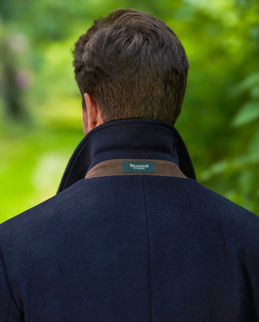 Langer Herrenmantel „Delchester“ aus Woll - Kaschmir in Navy - Wellington of Bilmore