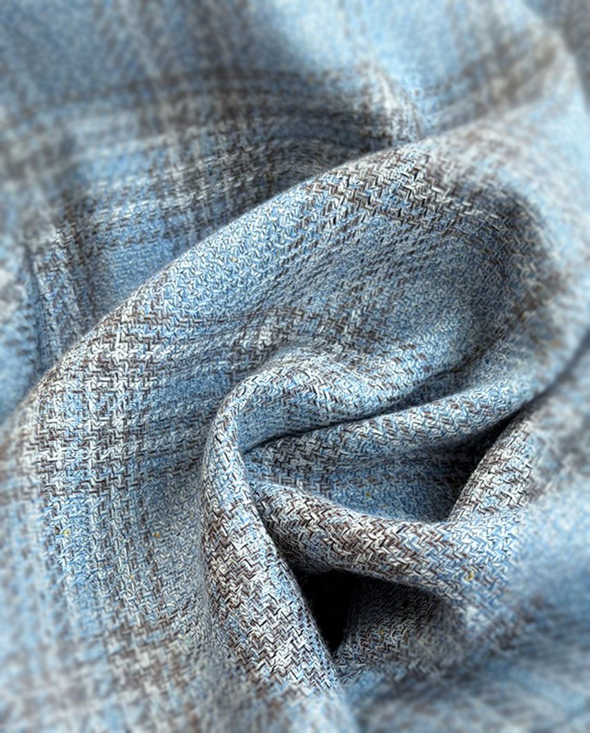 Leichtes Sommersakko ''London'' aus Schurwoll - Mix in light blue check - Wellington of Bilmore