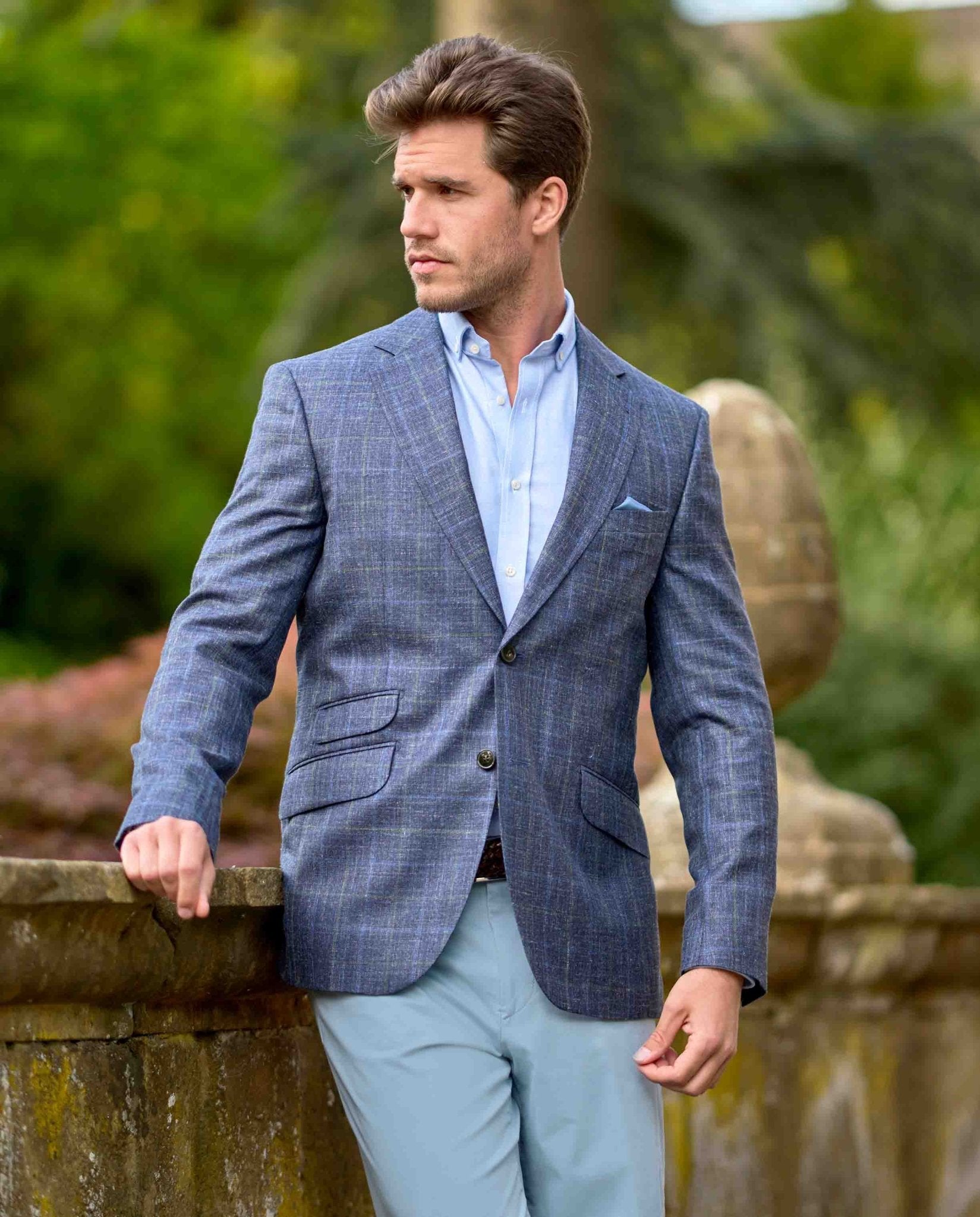 Leichtes Sommersakko ''London'' aus Schurwoll-Mix in navy check - Wellington of Bilmore