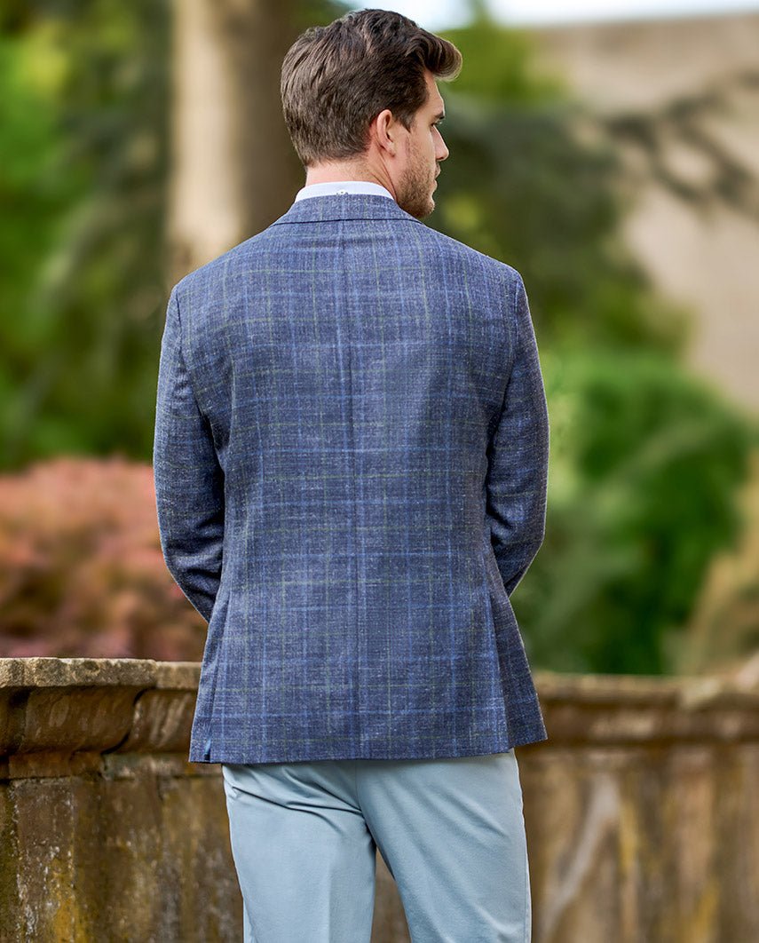 Leichtes Sommersakko ''London'' aus Schurwoll-Mix in navy check - Wellington of Bilmore