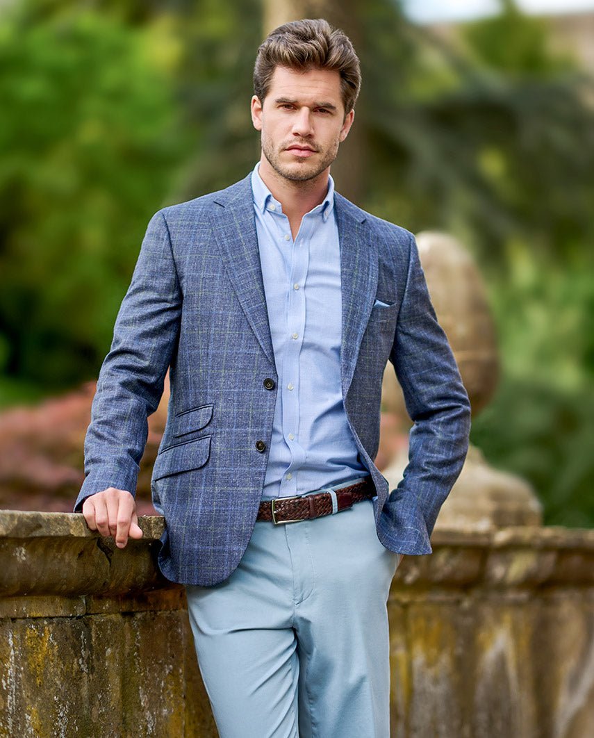 Leichtes Sommersakko ''London'' aus Schurwoll-Mix in navy check - Wellington of Bilmore