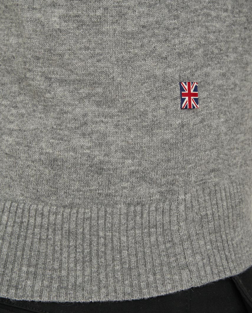 Merino-lamswol herentrui "Jordan" in cloud grey – met Harris Tweed details - Wellington of Bilmore