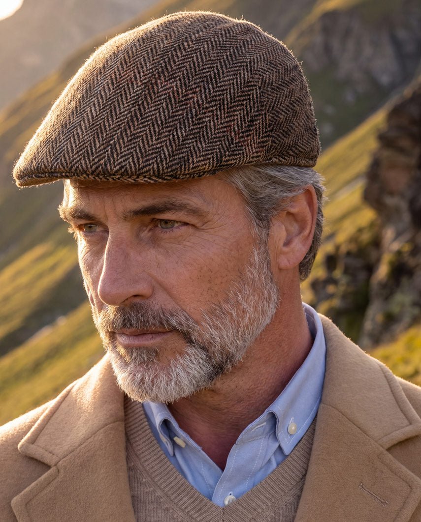 Flatcap "Henry Cap" van origineel Harris Tweed in King of Tweed - Wellington of Bilmore
