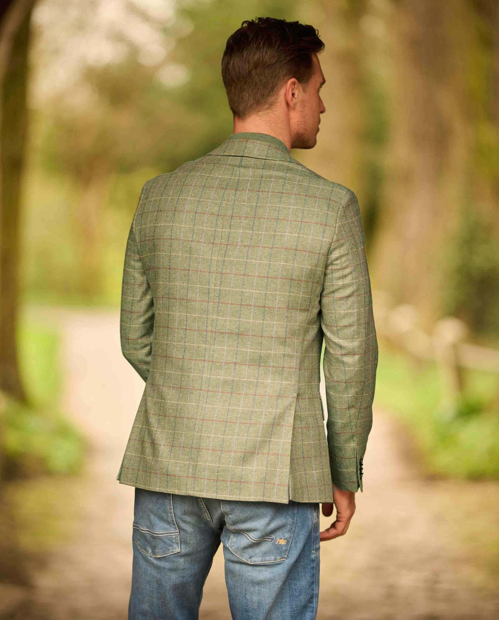 Sommersakko ''London'' im green check aus Seide - Wellington of Bilmore