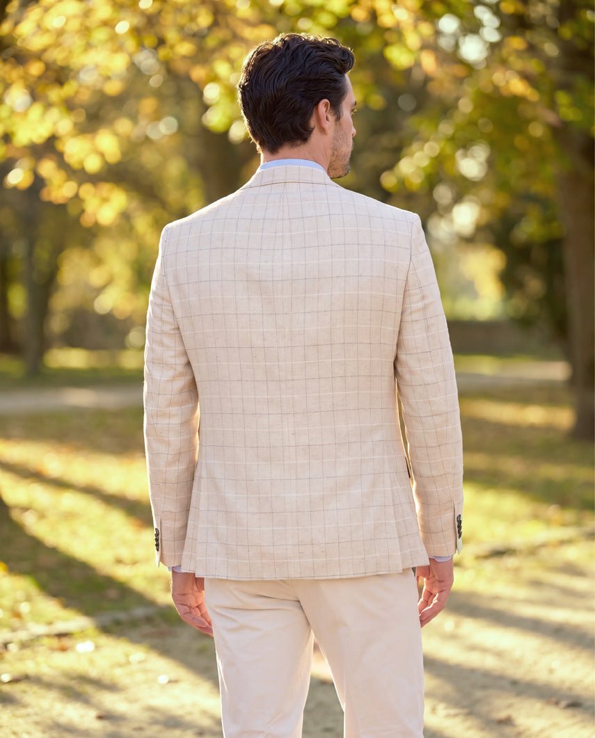 Sommersakko ''London SO'' aus Seide in light cream check - Wellington of Bilmore