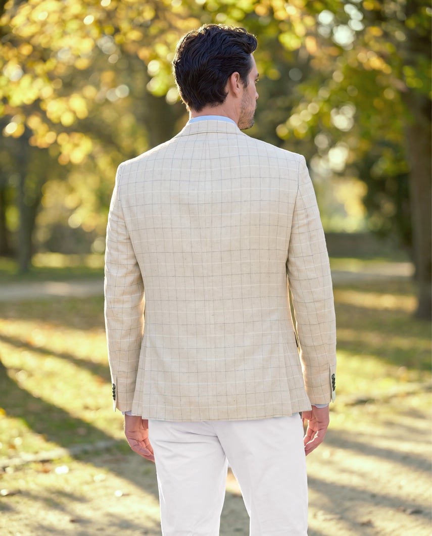 Sommersakko ''London SO'' aus Seide in light cream check - Wellington of Bilmore