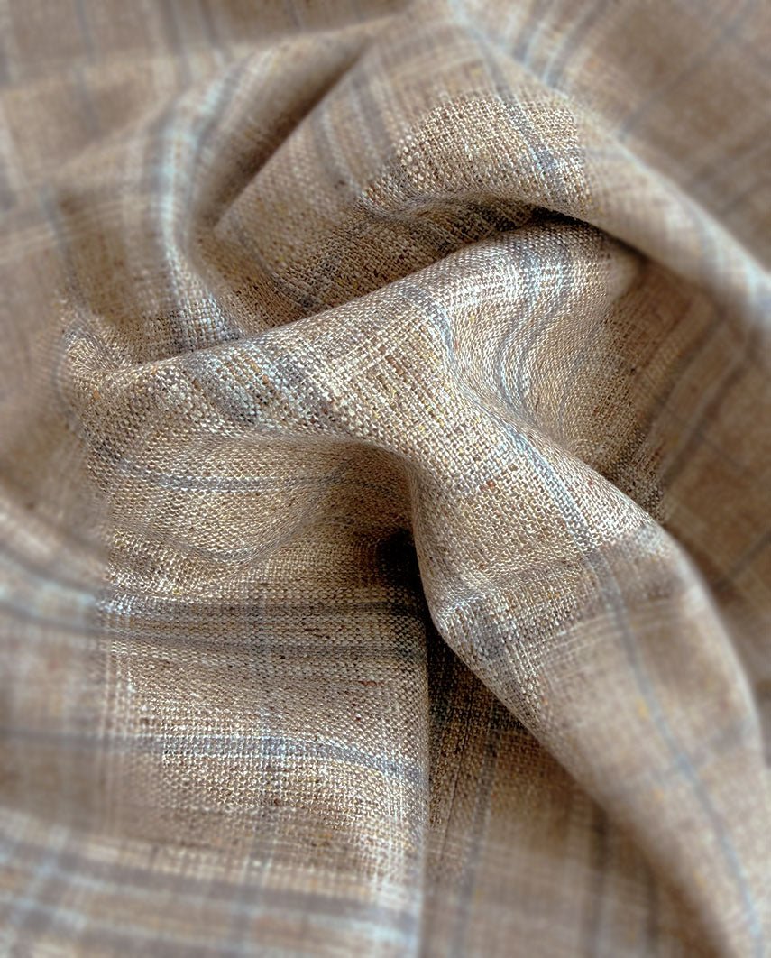 Sommerweste "Wales" im beige - blauem Glencheck aus Seide - Wellington of Bilmore