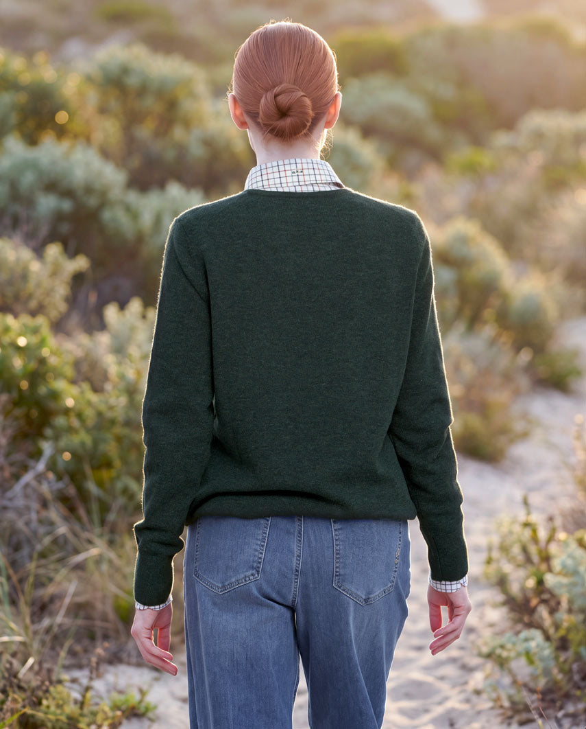 Women's Lambswool Sweater "Mary" in forest green