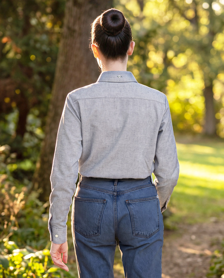 Damenbluse „Stella“ in Oxford Blue – Heavy Oxford Baumwolle