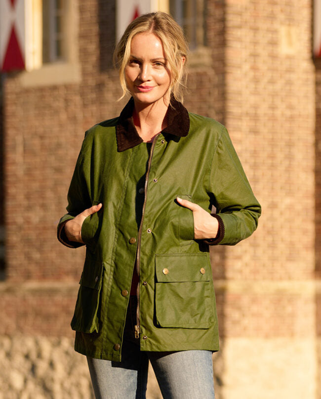 Women's Wax Jacket ''Queensberg'' in Lemongrass