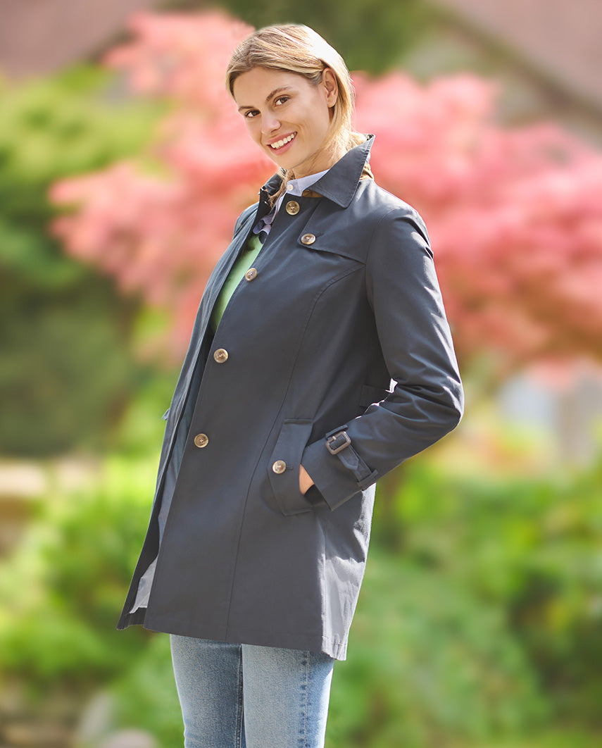 Women's single-breasted trench coat "Clarissa" in blue