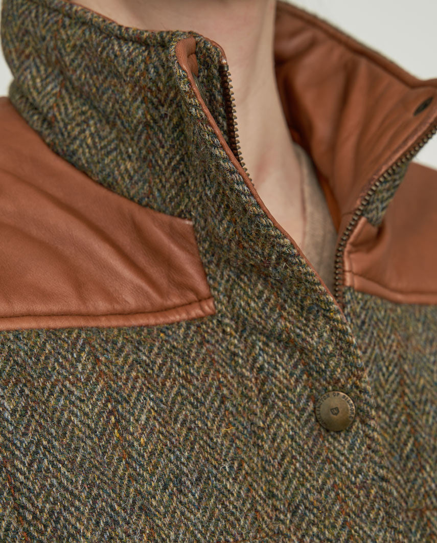 Damen-Steppweste „Lisa“ aus Harris Tweed mit Nappalederbesatz | Evergreen