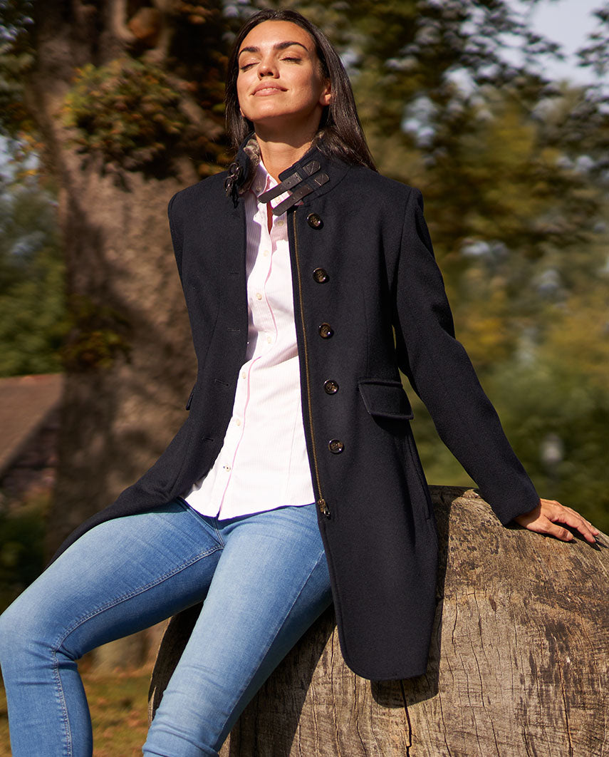 Fashionable ladies' wool coat ''Paula'' in navy