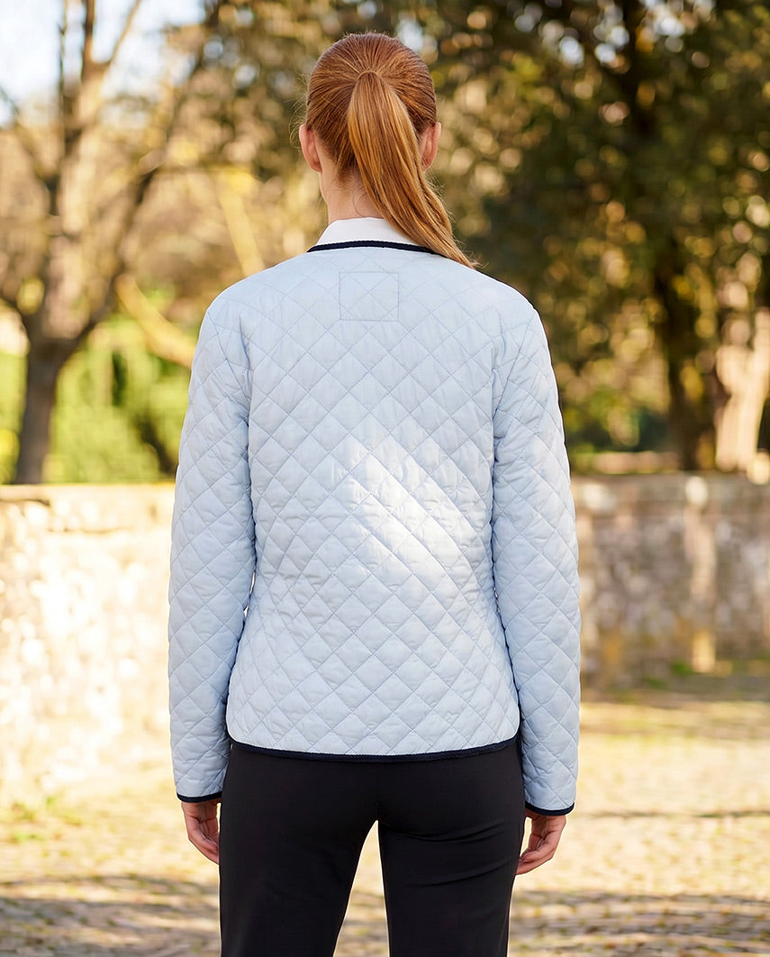 Light blue women's quilted jacket "Joules" with round neck