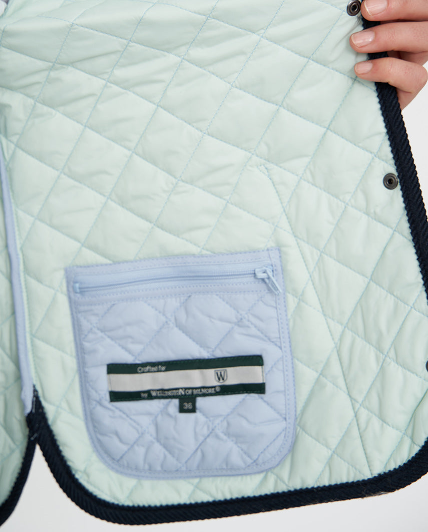 Light blue women's quilted jacket "Joules" with round neck