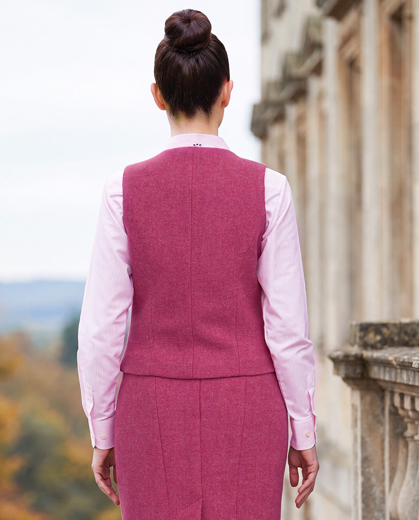 "Lea" Harris Tweed waistcoat in pink