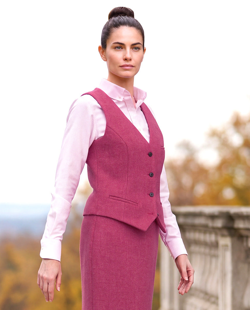 "Lea" Harris Tweed waistcoat in pink