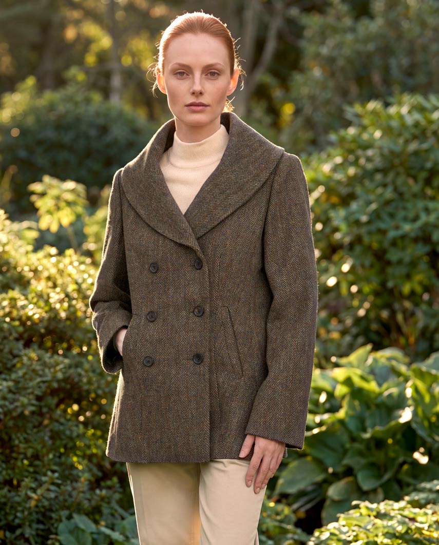 Caban ''Kathy'' aus Harris Tweed in evergreen