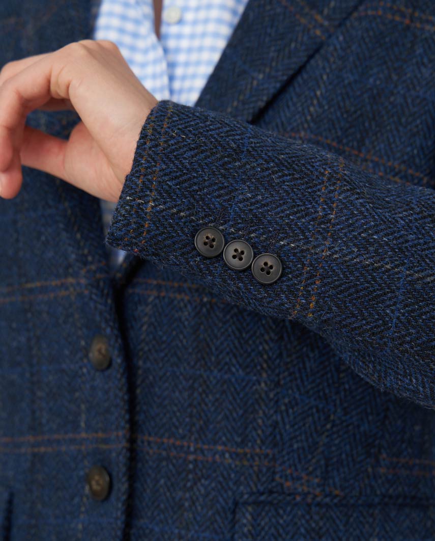 Harris Tweed Blazer ''Ami'' in dark blue Herringbone