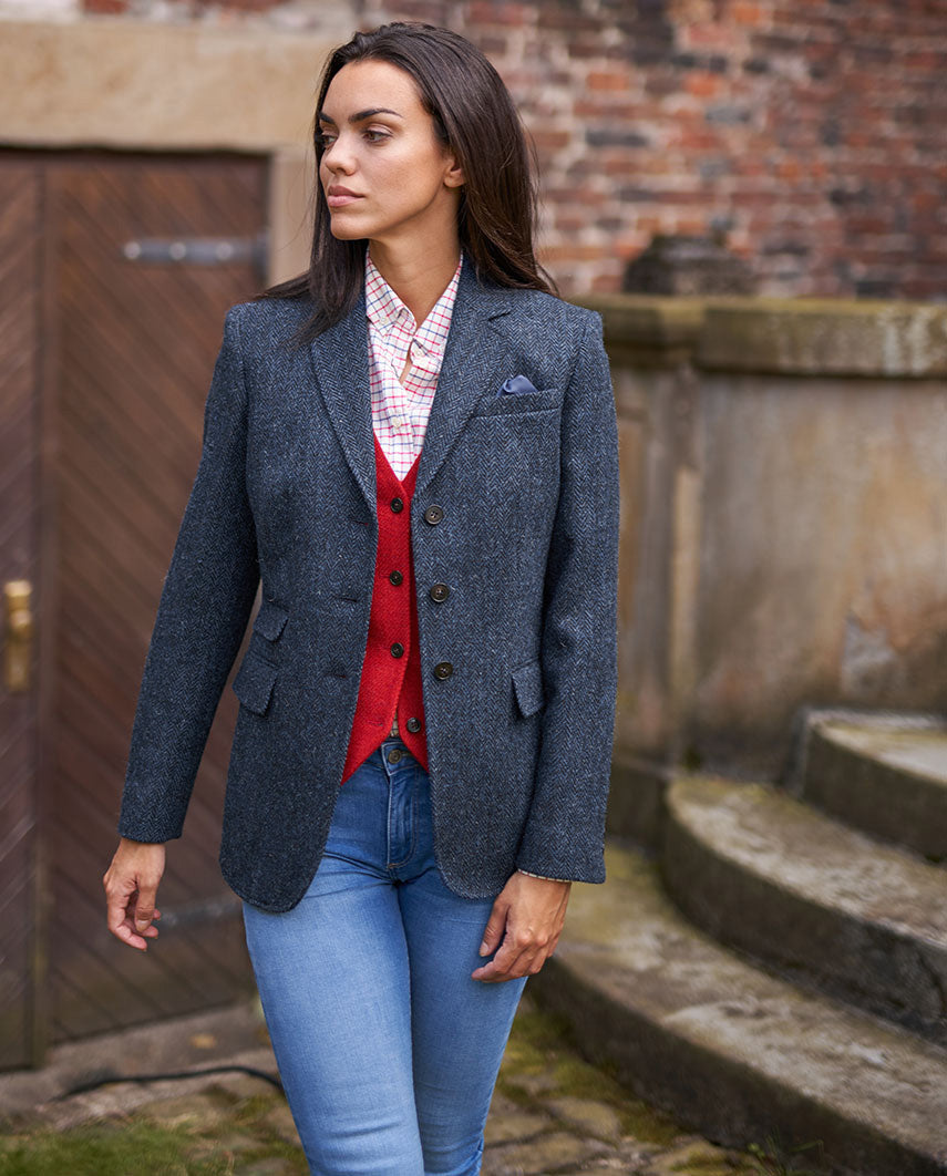 Harris Tweed Blazer ''Carola'' in blue Herringbone