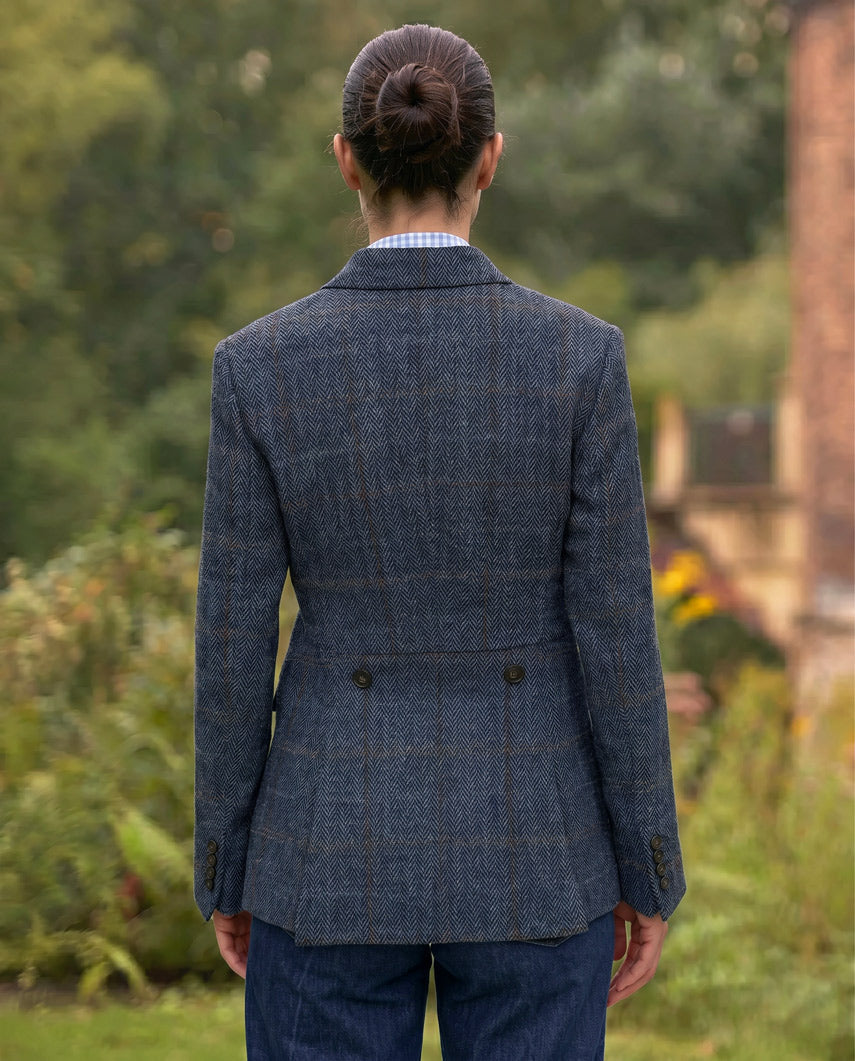 Harris Tweed Blazer ''Carola'' in grey-blue Herringbone