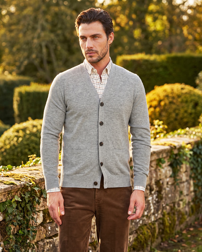 Men's Merino Cardigan "The Cardigan" in cloud grey