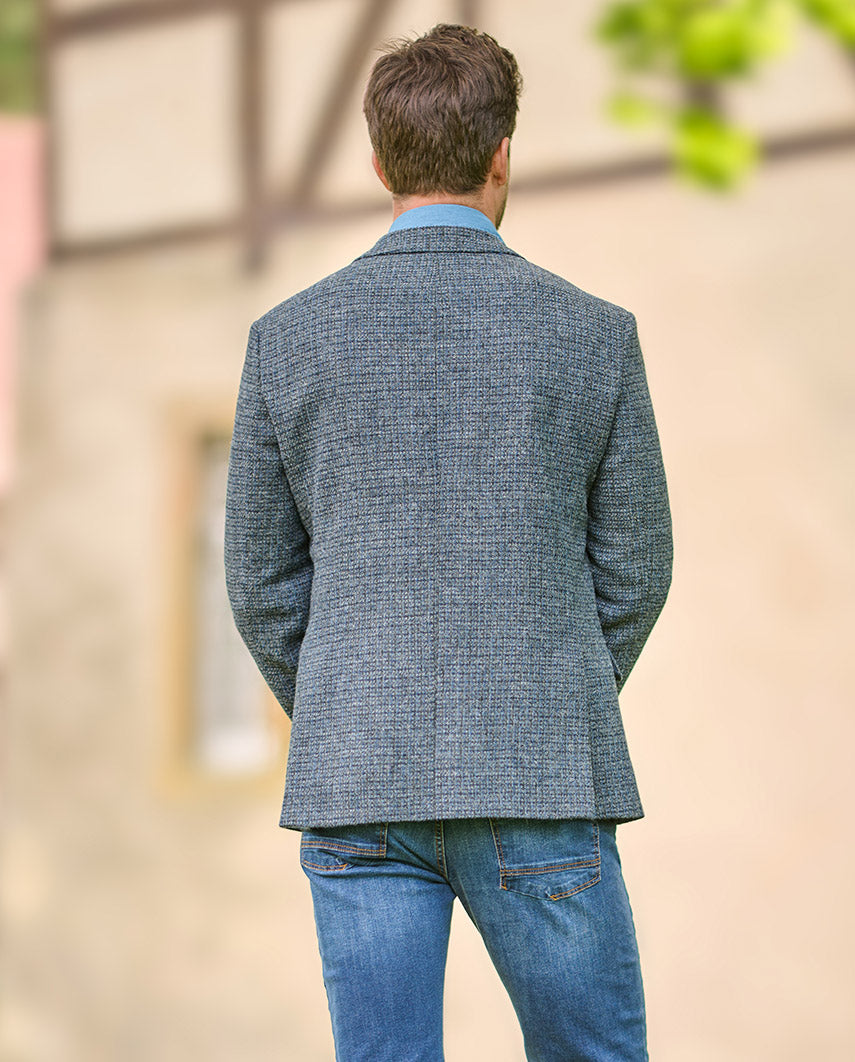 Harris Tweed colbert "London" in blue houndstooth