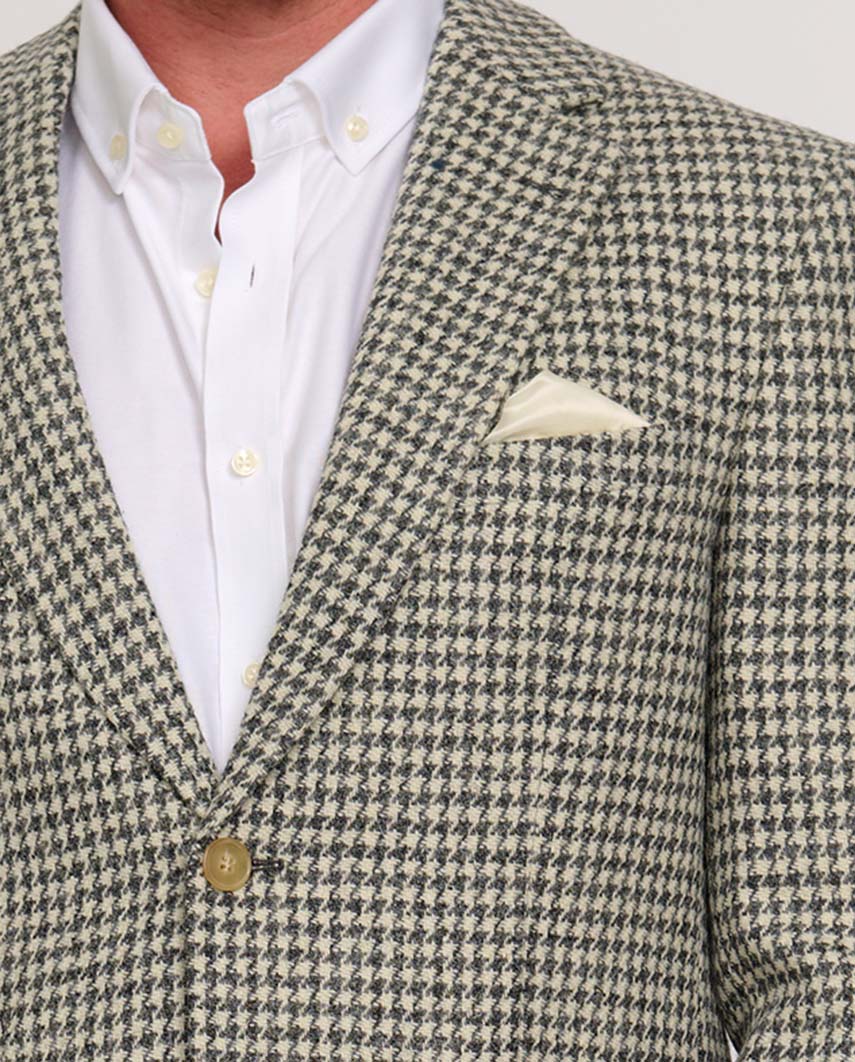 Harris Tweed colbert "London" in grey-cream houndstooth