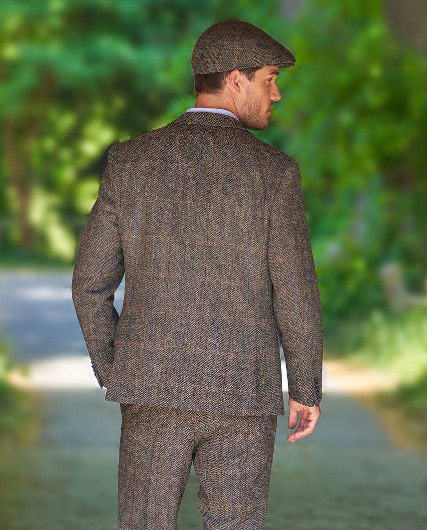 Harris Tweed colbert "London" in highland green herringbone, productkaart