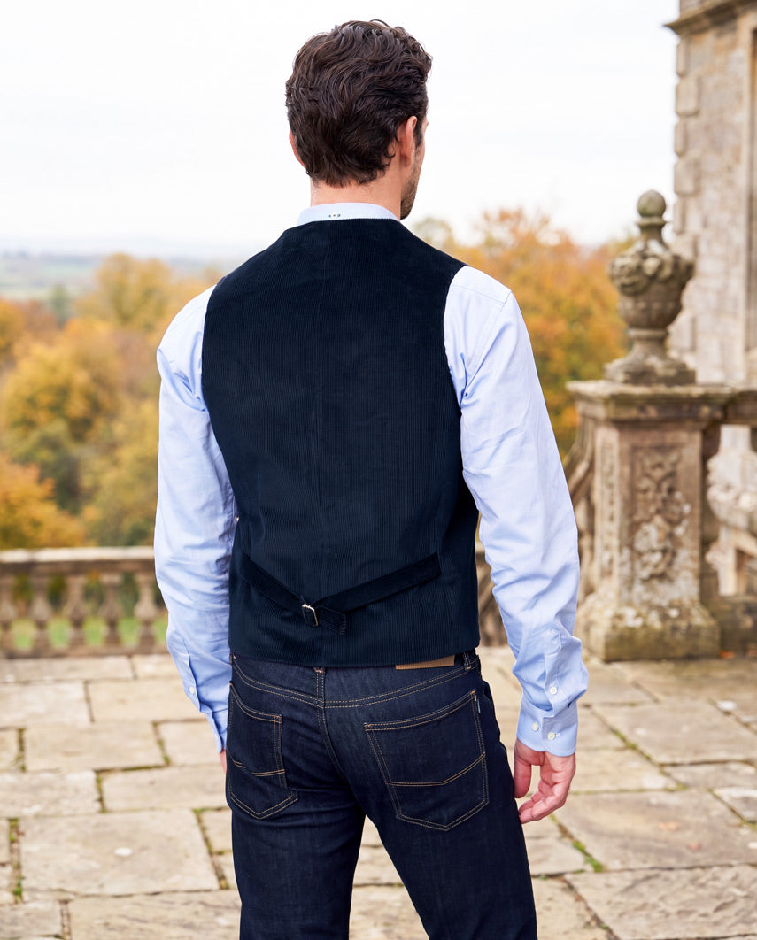 Herren Cord Weste "Wales" in navy