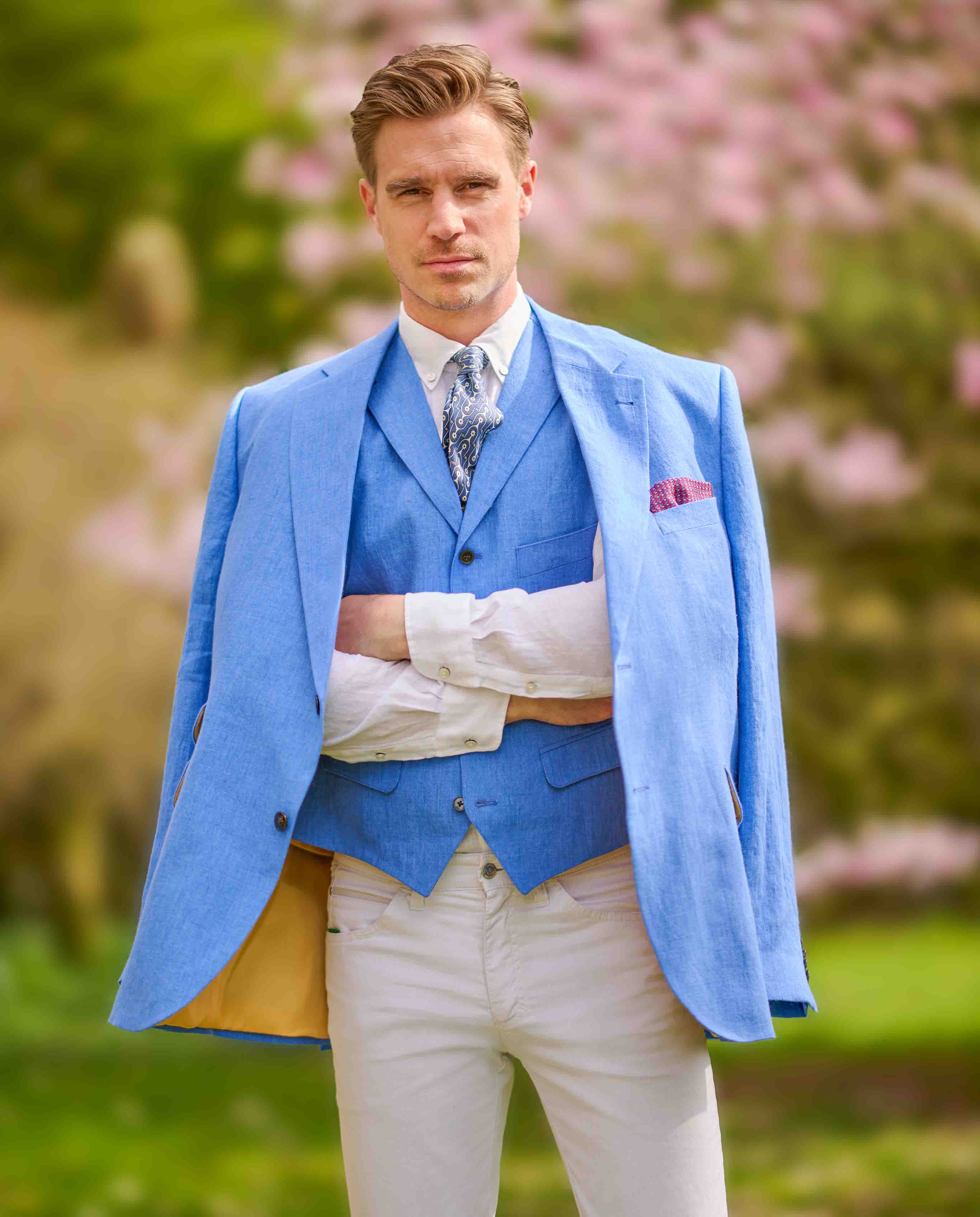 Herren Leinen Sakko ''London'' in royal blue