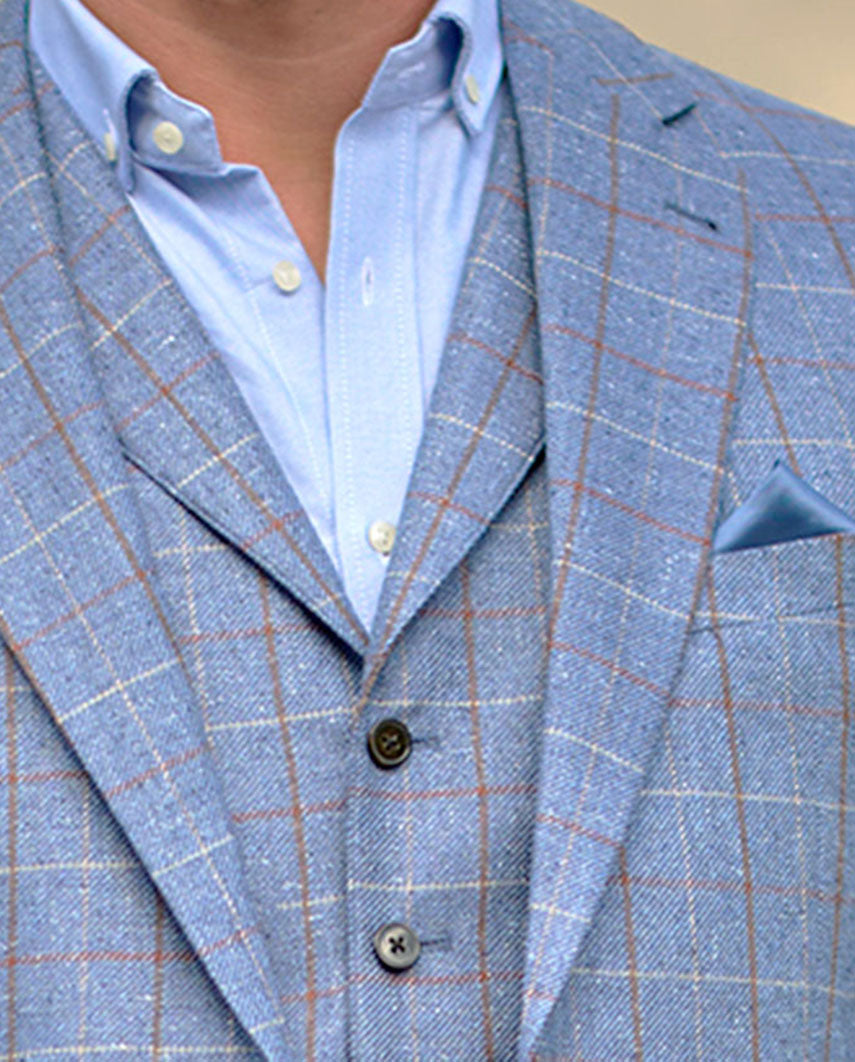 Elegant silk blazer "London" in blue with a subtle overcheck