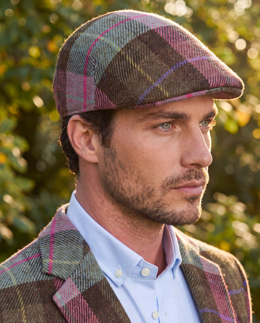 Schiebermütze "Henry Cap" aus original Harris Tweed in Tartan Check