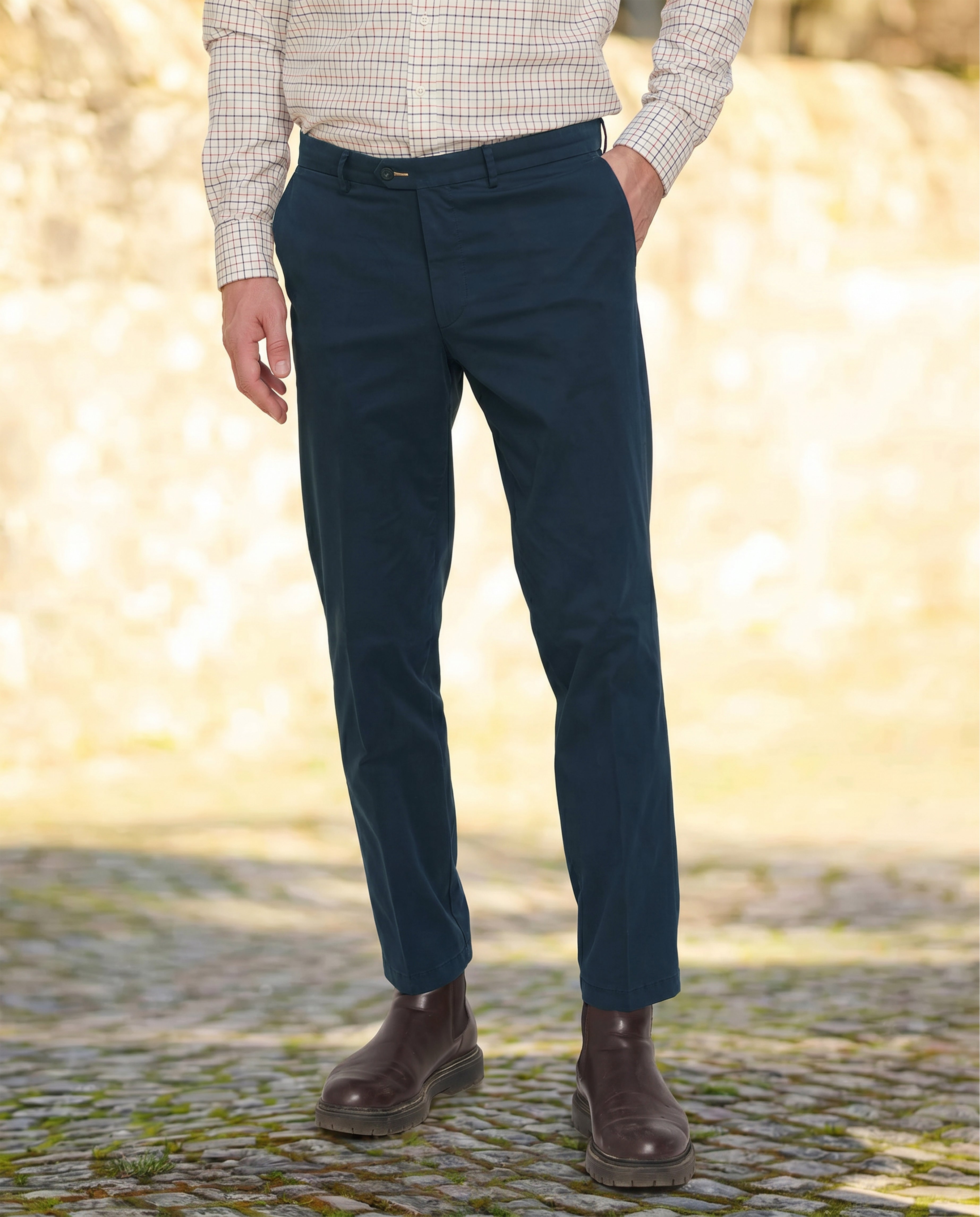 Men's winter chinos 'Mr. Jones' in Navy - Premium Pima Cotton