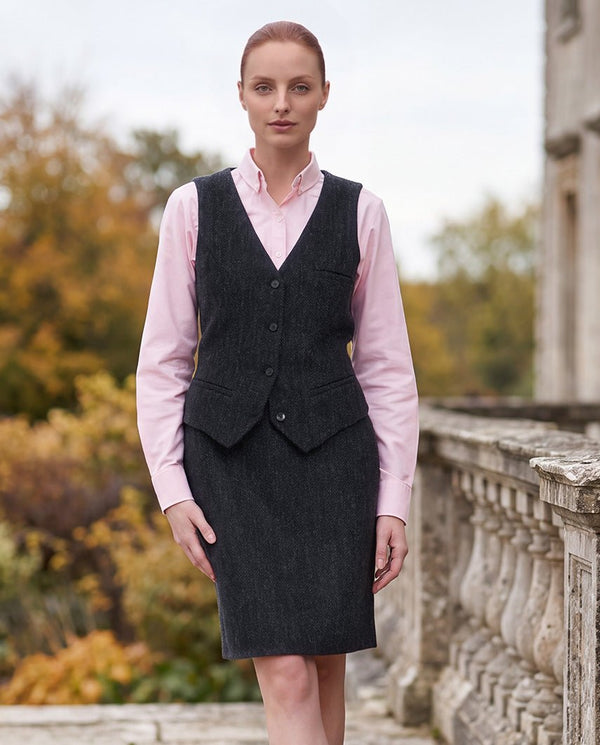 Kokerrok van Harris Tweed in charcoal Herringbone