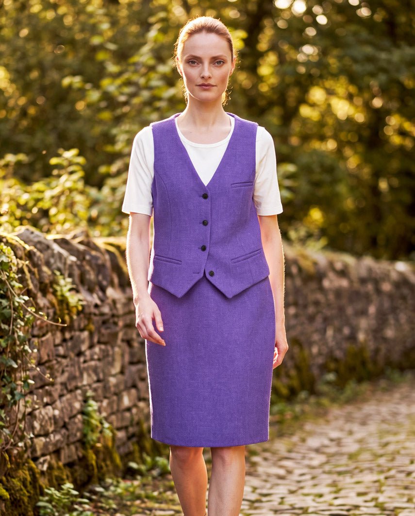 Bleistiftrock aus Harris Tweed in lavendel - Wellington of Bilmore