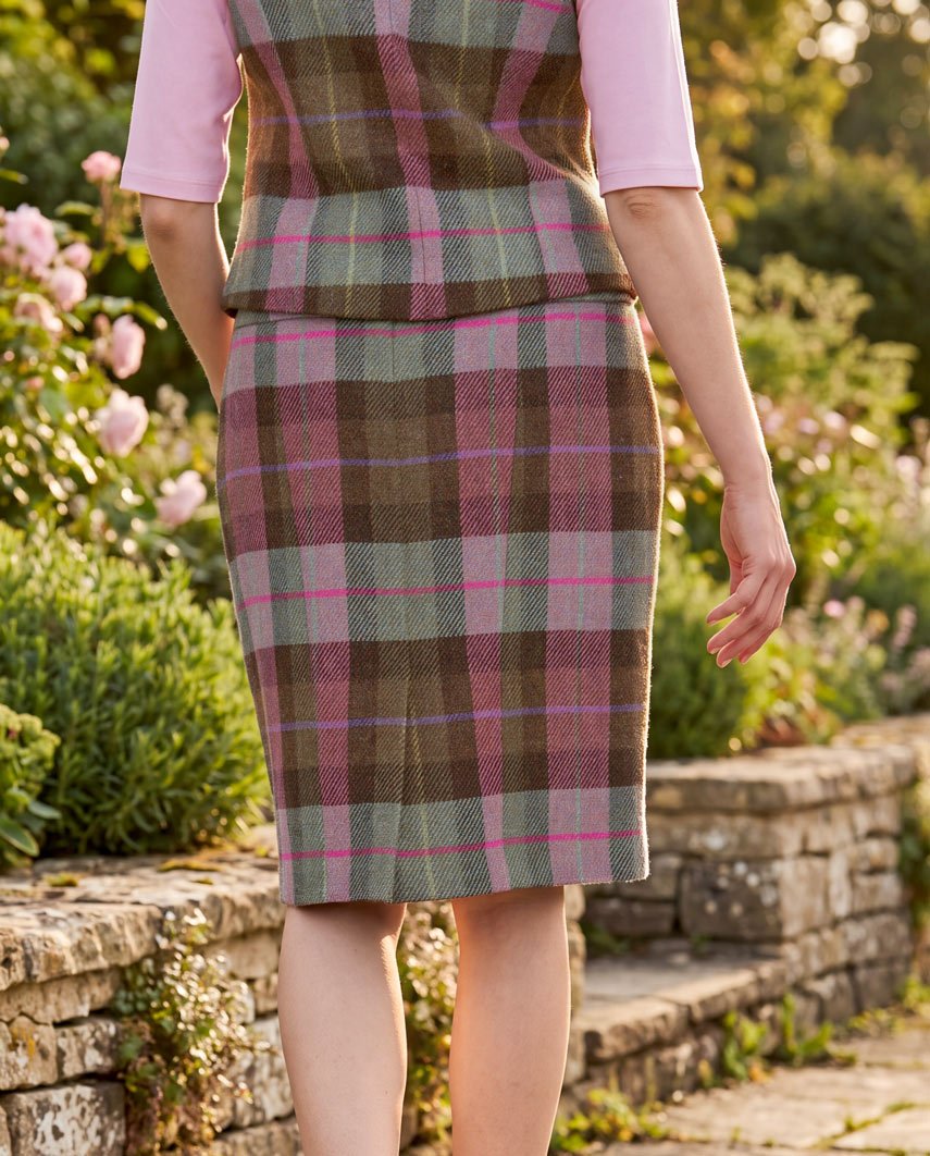 Bleistiftrock aus Harris Tweed in Tartan Check - Wellington of Bilmore