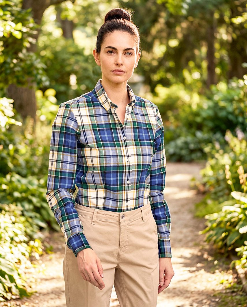 Button-down damesblouse "Stella" in flanel check, productkaart
