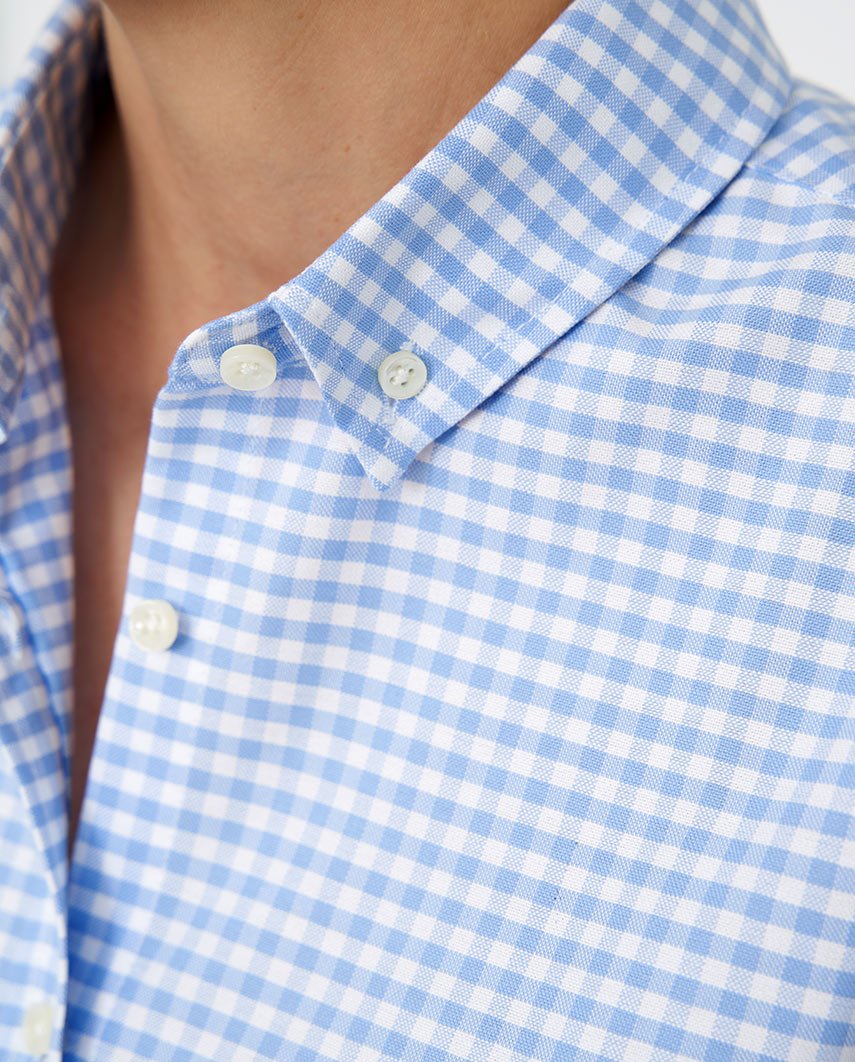 Button-Down Damenbluse „Stella“ in blue vichy - Wellington of Bilmore