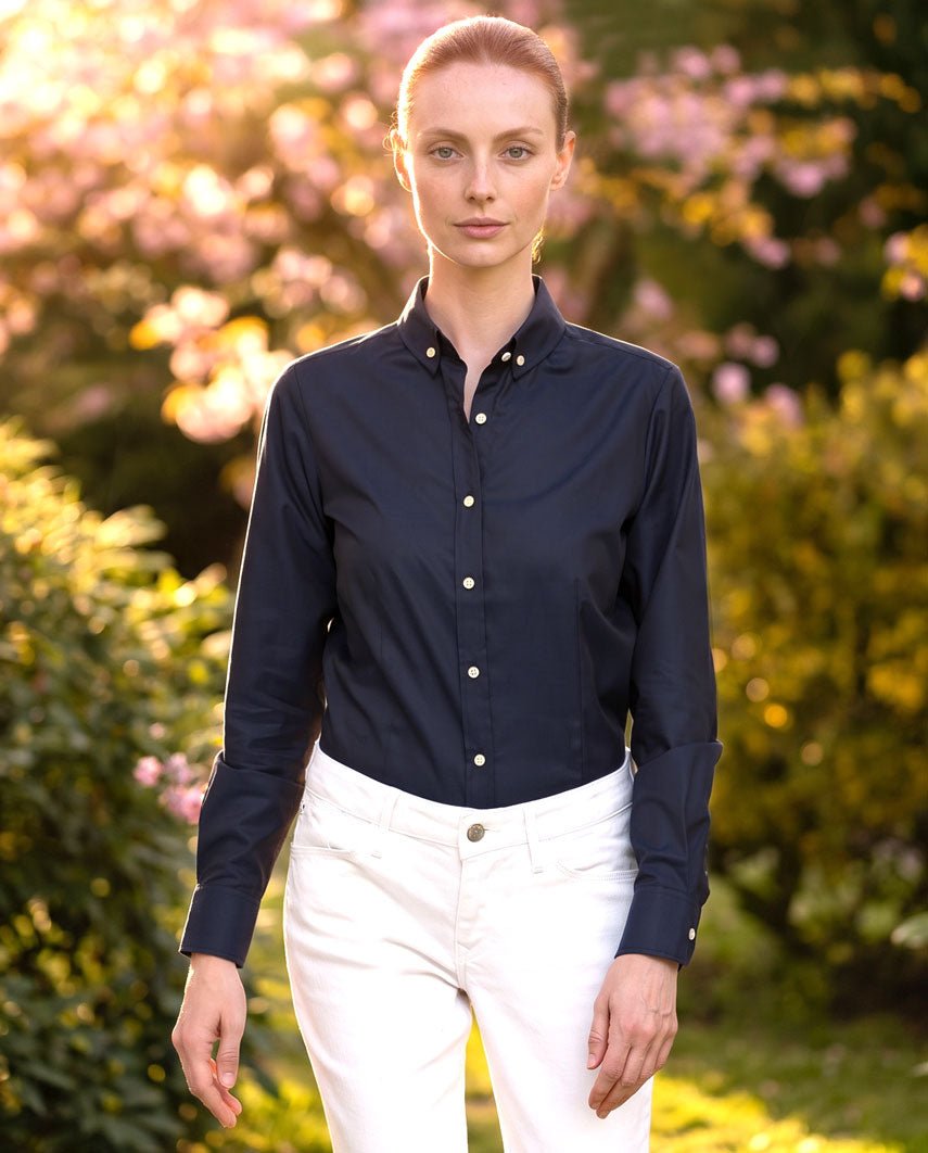 Button-down damesblouse "Stella" in navy, productkaart