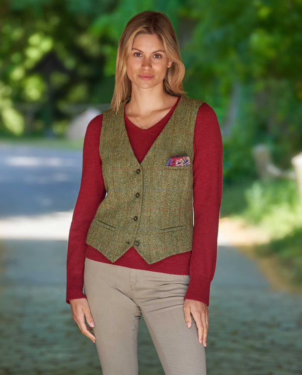 Dames Harris Tweed gilet "Lea" in light green