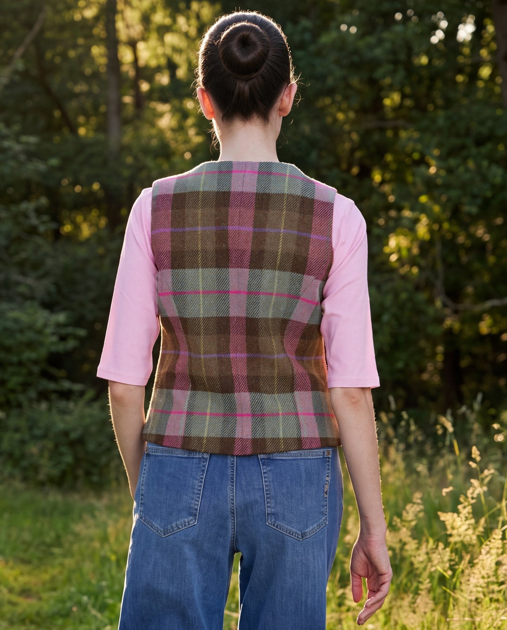Damen Harris Tweed Weste "Lea" in Tartan Check - Wellington of Bilmore