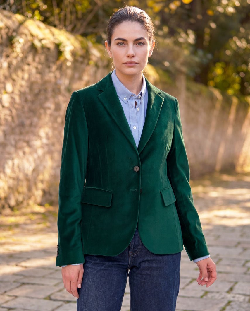 Fluwelen damesblazer "Ami" in forest, productkaart