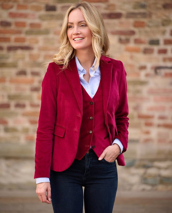 Fluwelen damesblazer "Ami" in red