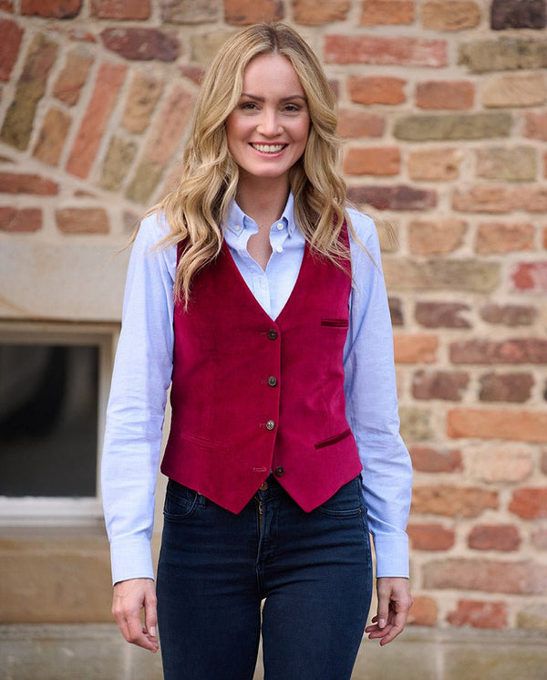 Fluwelen damesgilet "Lea" in red