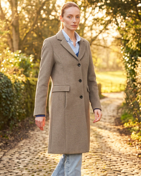 Damesjas "Emilia" van wol-kasjmier in taupe