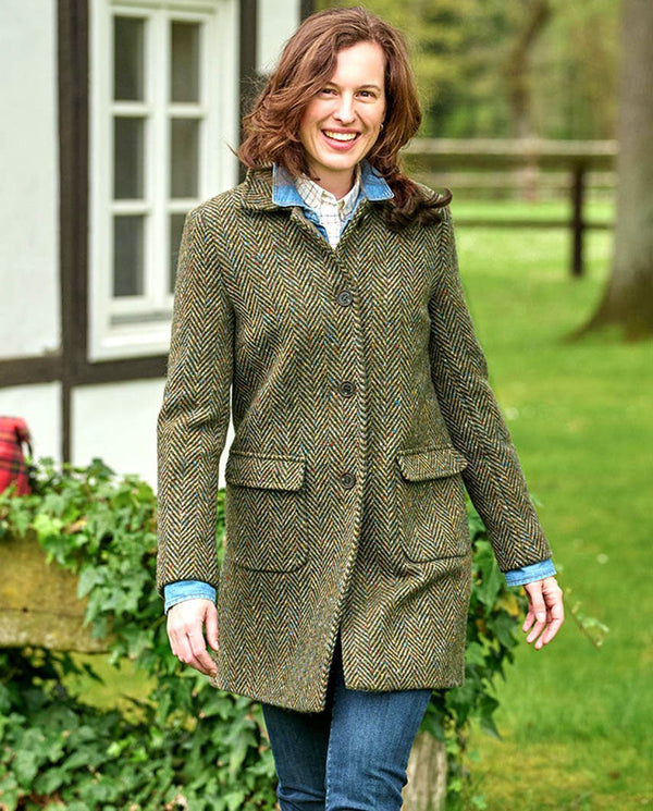 Damesmantel "Marly" in multi color Herringbone van Magee tweed