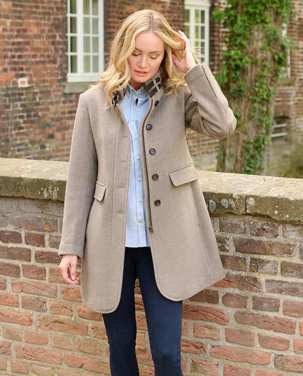 Damesjas "Paula" van wol-kasjmier in taupe