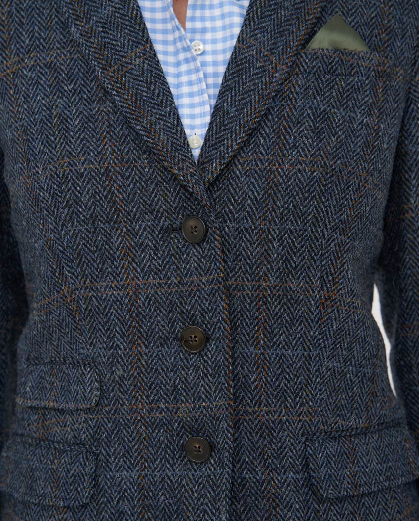 Harris Tweed Blazer ''Carola'' in grey-blue Herringbone - Wellington of Bilmore