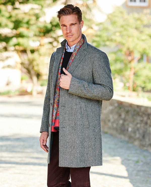 Harris Tweed blazermantel "Barney" voor heren in black Herringbone